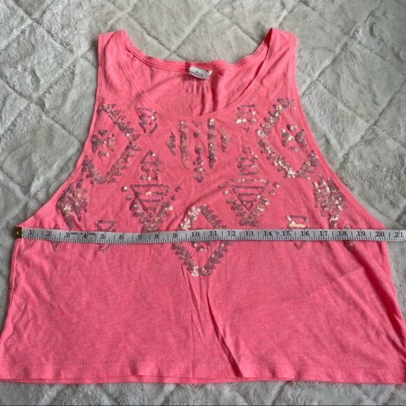 Victoria's Secret PINK | Coral Aztec Sequin Muscle Tee | Size Medium - Picture 8 of 9